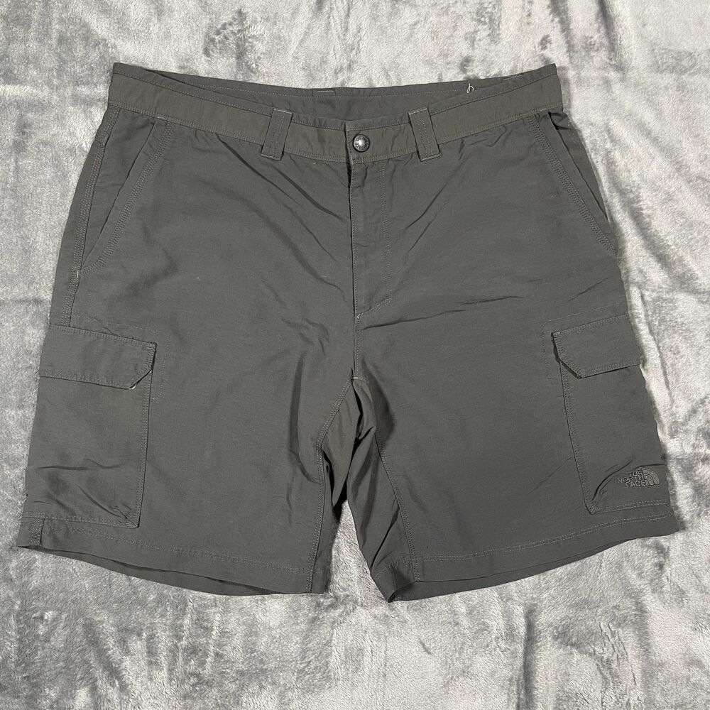 The North Face Cargo Shorts Mens 38 Gray Nylon Microfiber Pockets Outdoor Hiking
